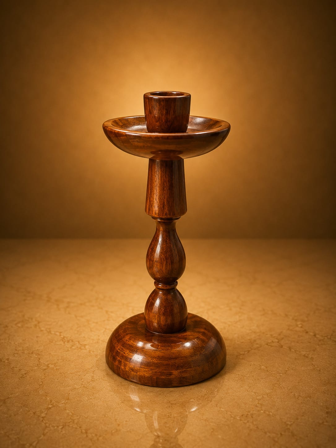 Hand-Turned Wooden Candle Stand