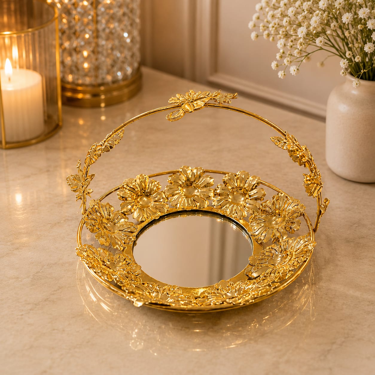 Gold Mirrored Vanity Tray