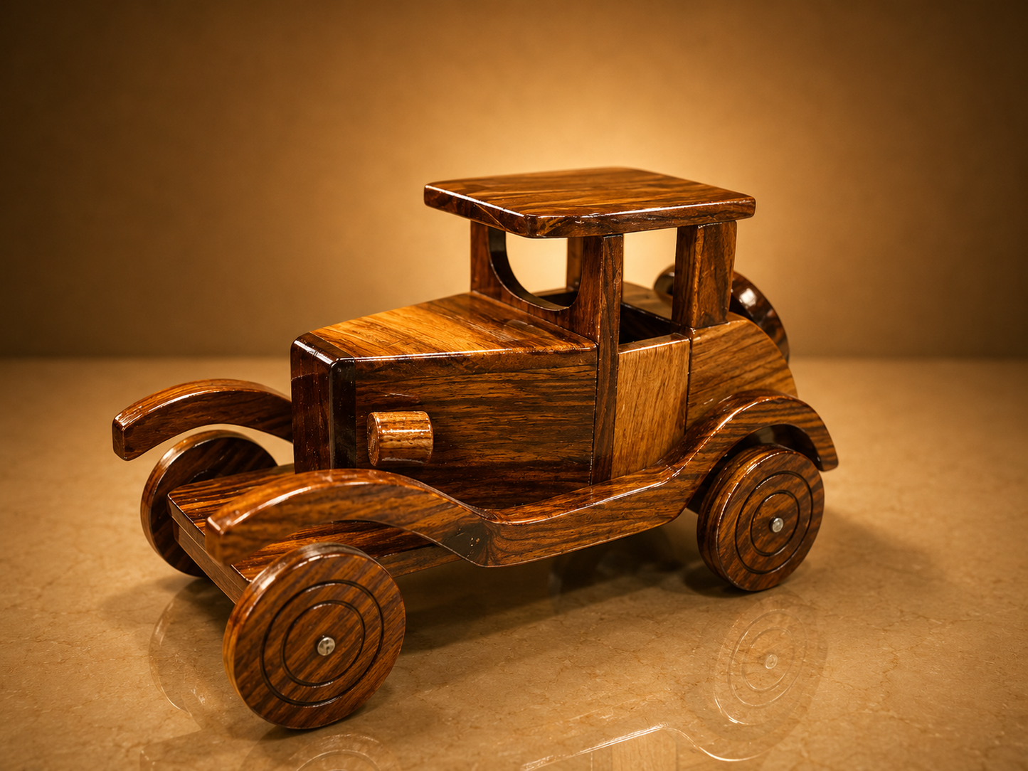 Vintage Handcrafted Wooden Car Model