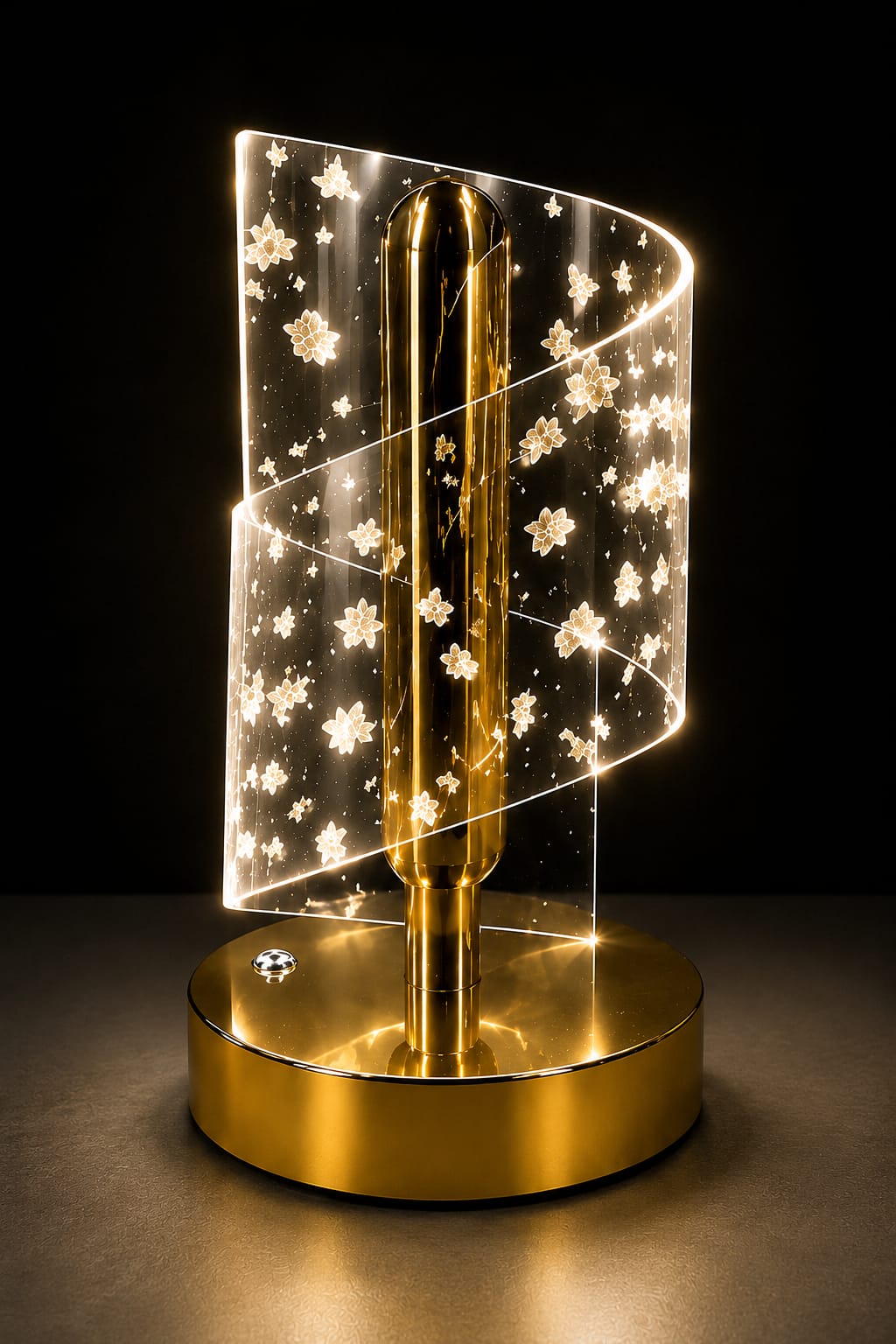 Gold Spiral Flower LED Bedside Lamp