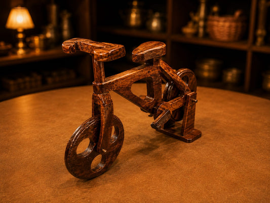 Hand-Carved Wooden Bicycle Model