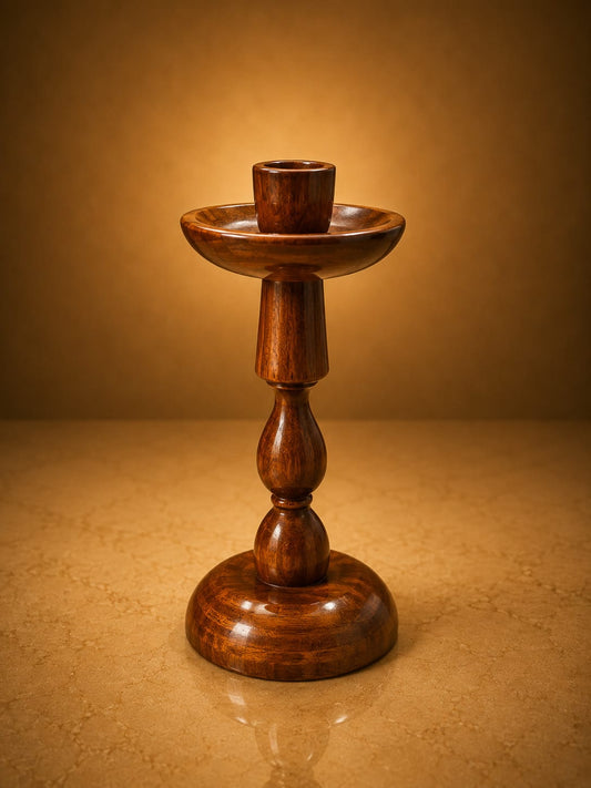 Hand-Turned Wooden Candle Stand