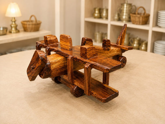 Handcrafted Wooden Biplane Model