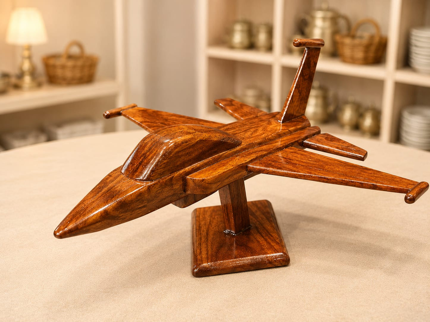 Handcrafted Wooden Fighter Jet Model
