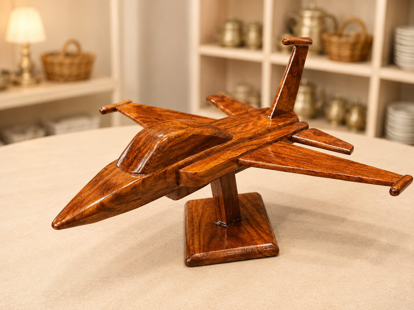 Handcrafted Wooden Fighter Jet Model