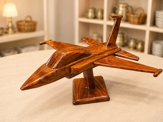 Handcrafted Wooden Fighter Jet Model