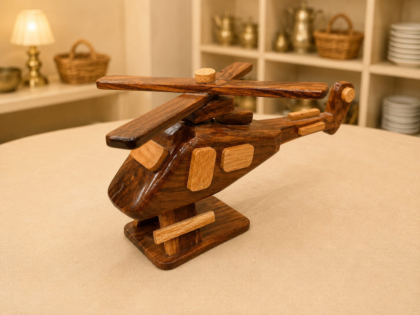 Handcrafted Wooden Helicopter Model