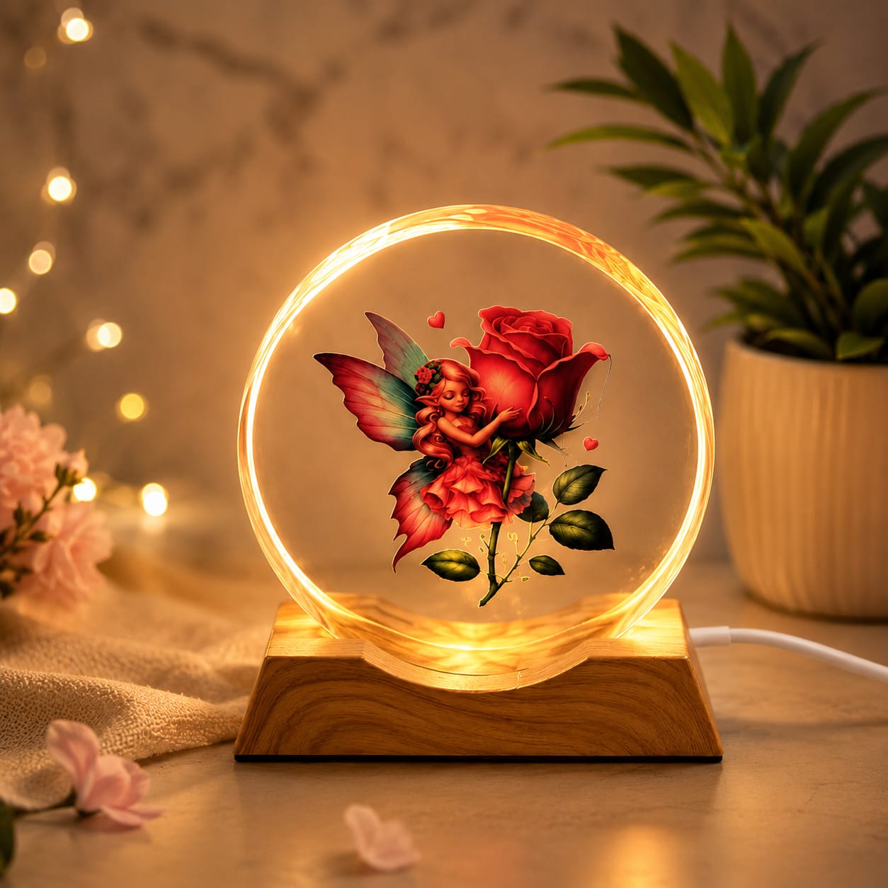 Rose Fairy Crystal Night Light
