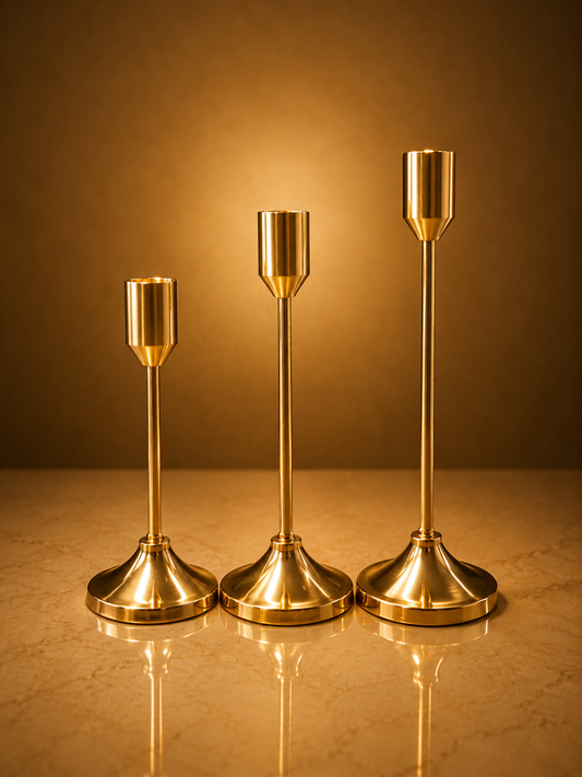 Matte Gold Candlestick Set of 3