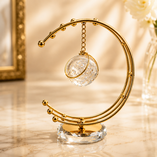 Gold Crescent Moon Crystal Accent