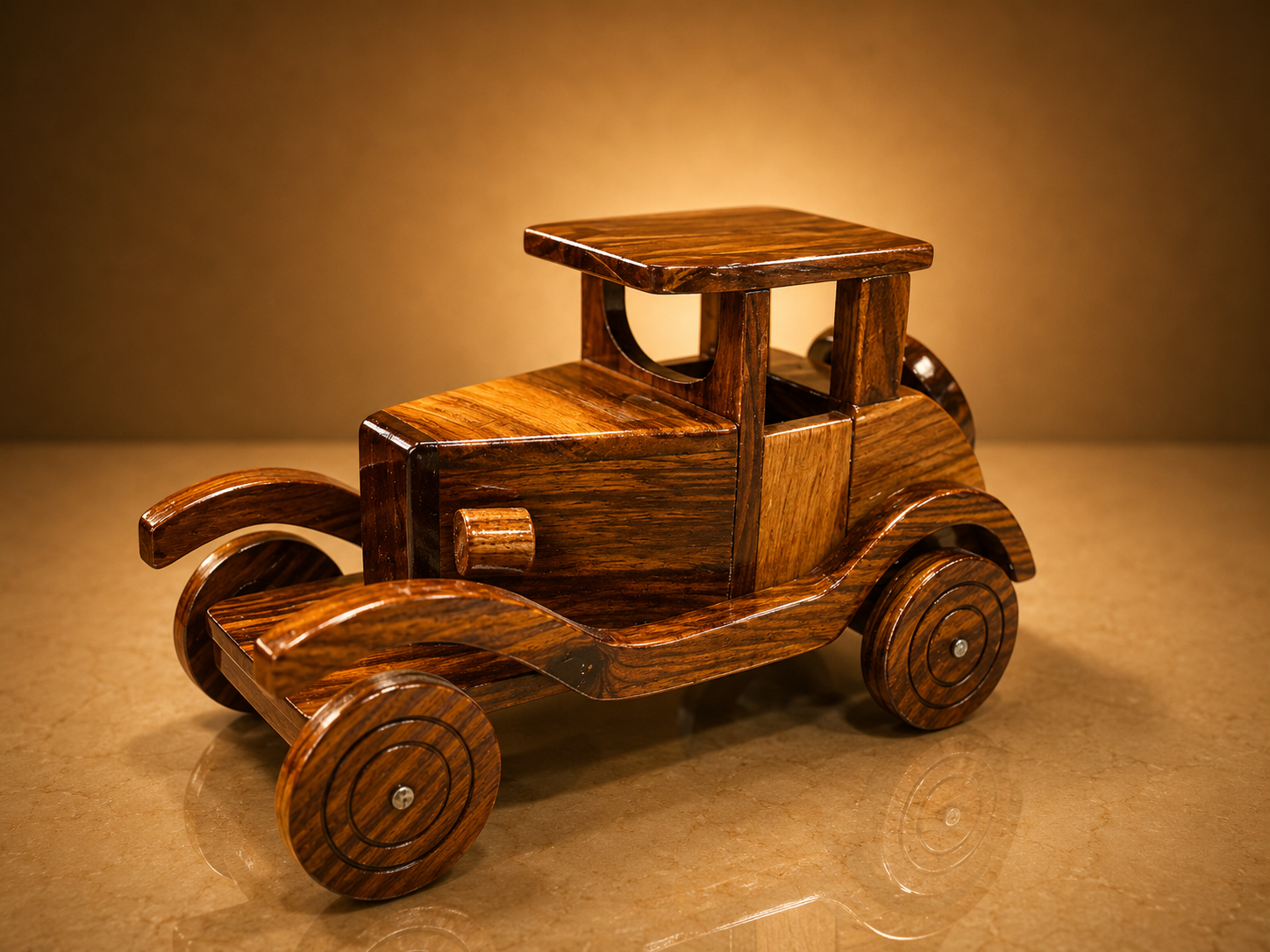 Vintage Handcrafted Wooden Car Model