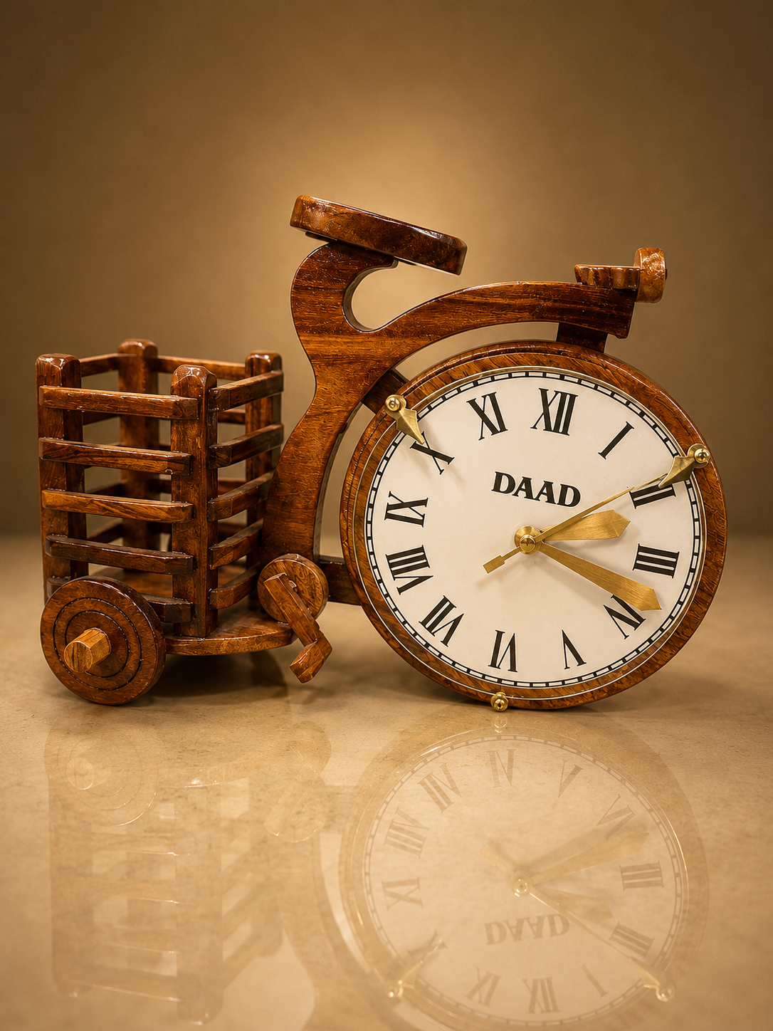 Wooden Tricycle Desk Clock